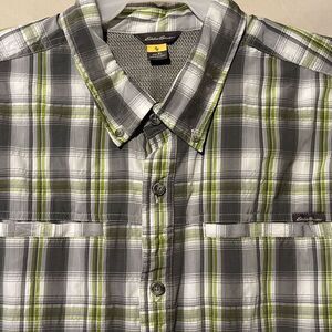 Eddie Bauer Men's‎ Long Sleeve Button Down XL Gray & Green Plaid
